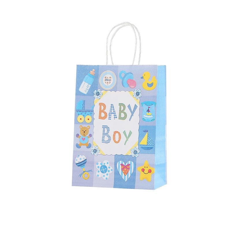 Fashion Baby Birthday Party Cartoon Letter Pattern Gift Packaging Kraft Paper Bag