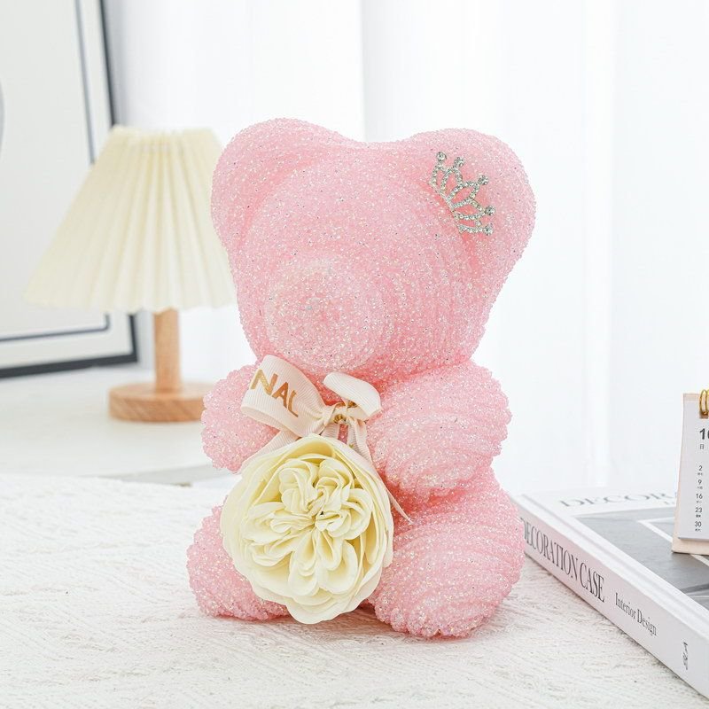 Crystal Rhinestone Bear Resin Bear Soap Flower Valentine'S Day Gift