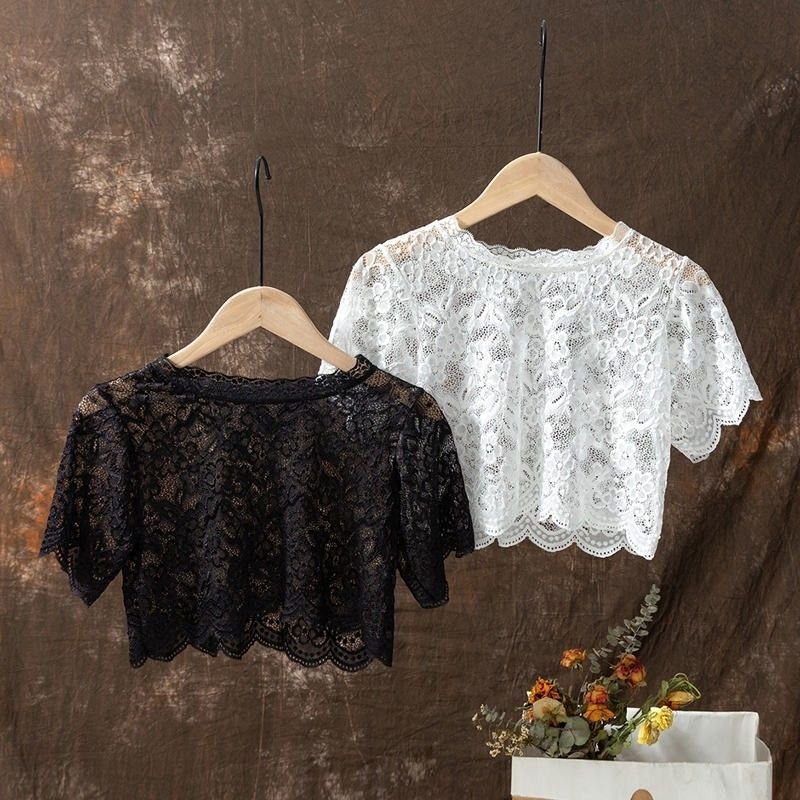 Women Fashion Hollow Lace Bottoming Shirt False Collar