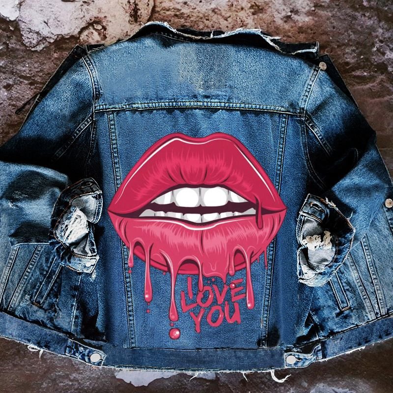 Women Casual Long Sleeves Graphic Printed Single-breasted Denim Jacket