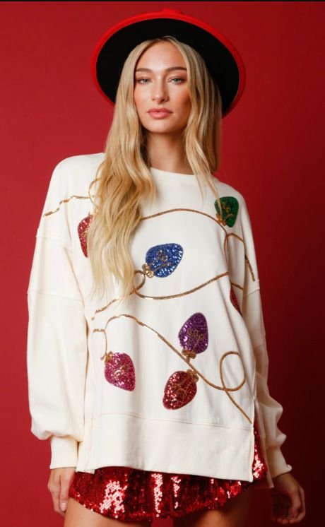 Women Casual Loose Sequin Long Sleeve Sweatshirt