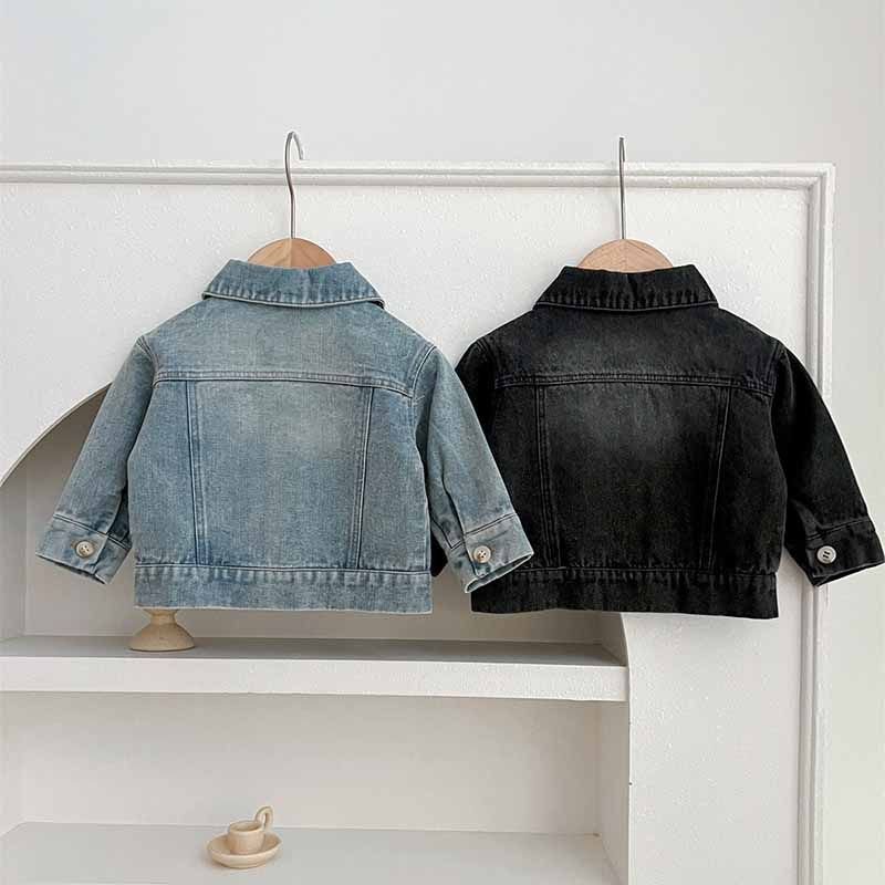 Kids Baby Boys Girls Fashion Casual Retro Long Sleeve Lapel Denim Jacket