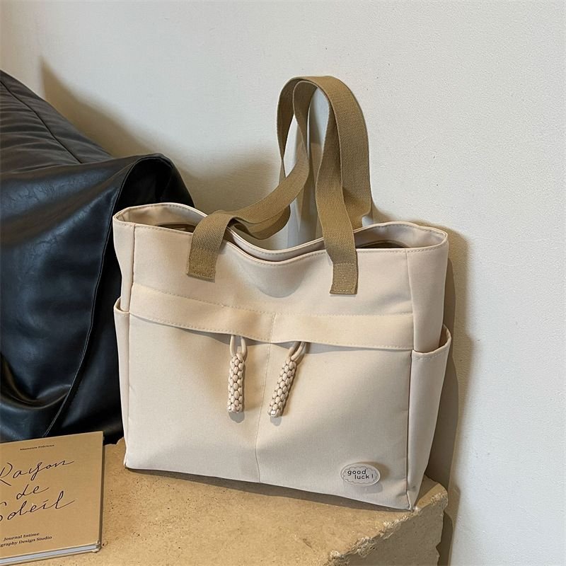 Casual Solid Color Large Capacity Canvas Tote Bag