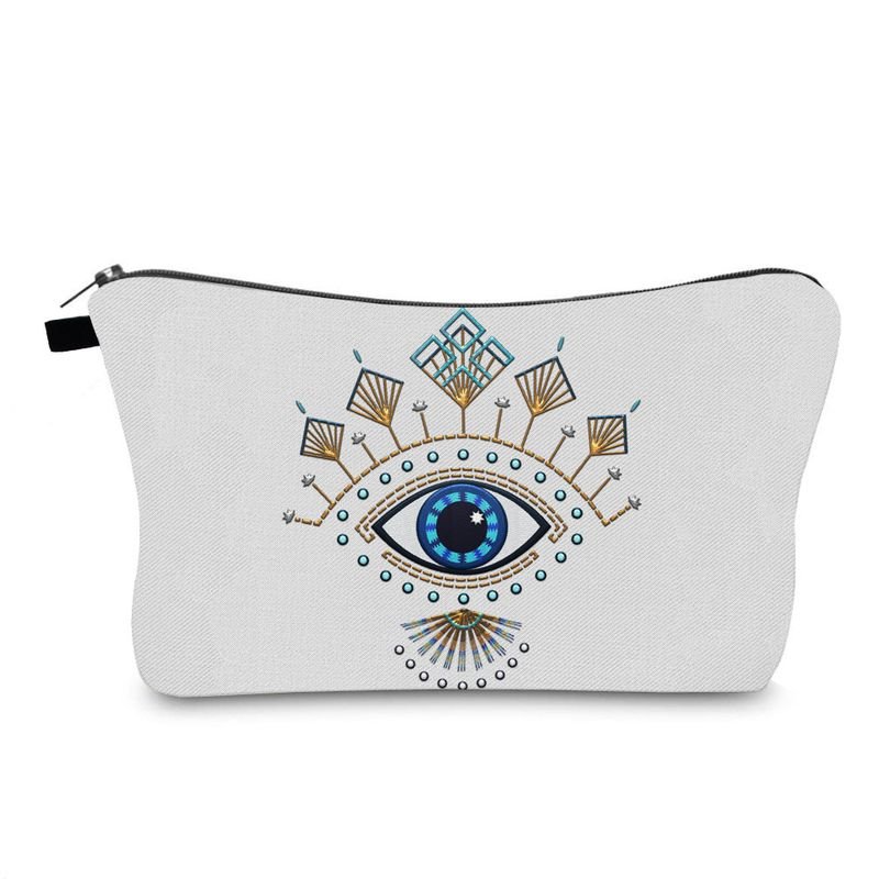 Women Fashion Evil Eye Printed Portable Wash Storage Cosmetic Bag