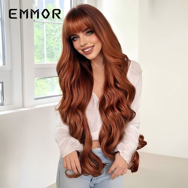 Women Fashion Long Curly Hair Wig With Bangs