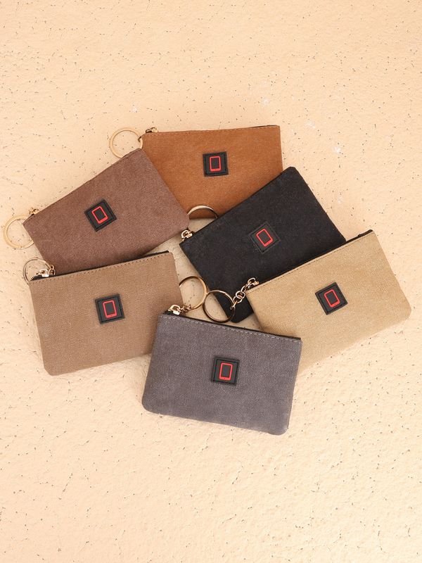 Women Fashion Casual Solid Color Canvas Zipper Wallets