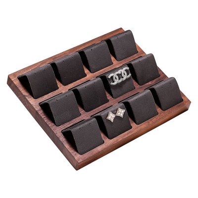 Vintage Walnut Stud Earrings Display Tray