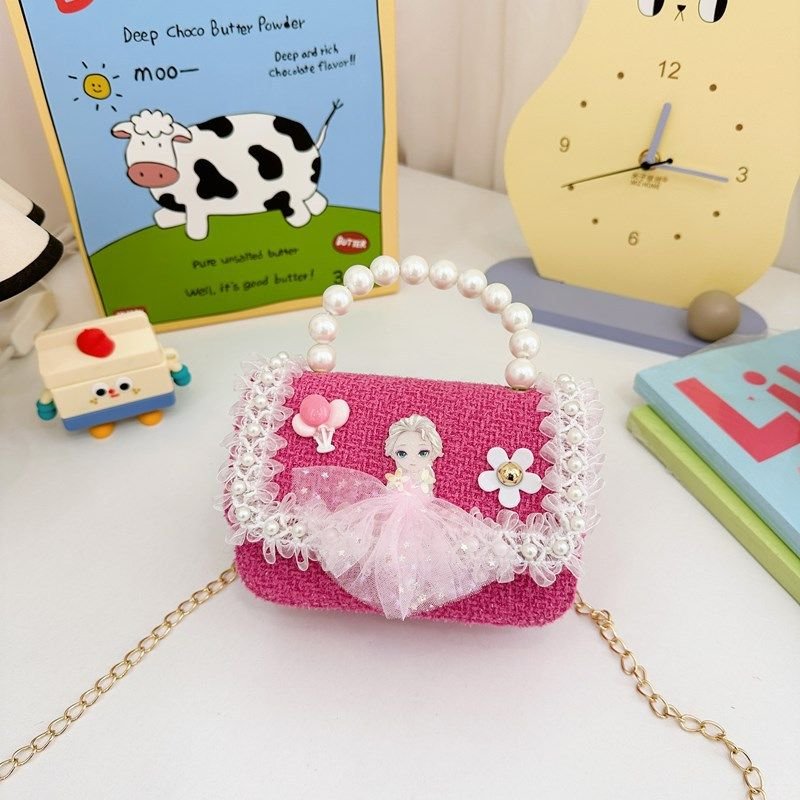 Kids Girls Fashion Casual Cute Pearl Crossbody Handle Princess Bag