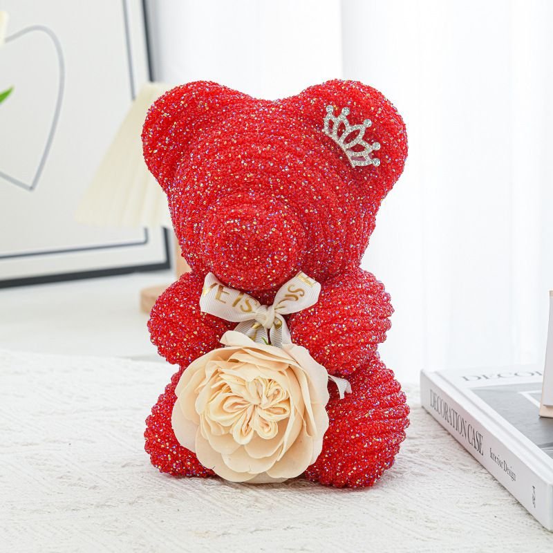 Crystal Rhinestone Bear Resin Bear Soap Flower Valentine'S Day Gift