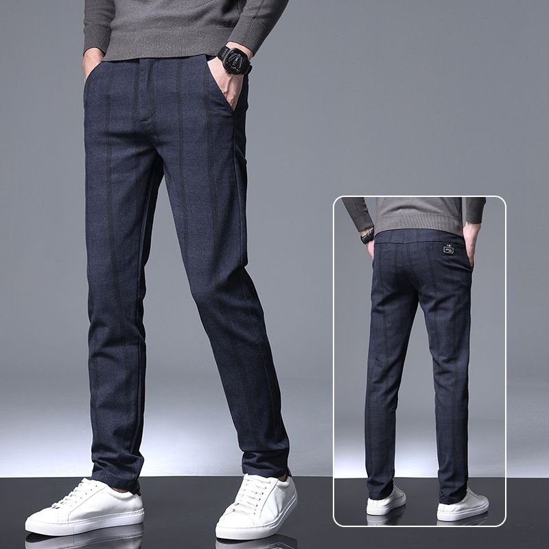 Men Fashion Plaid Slim-Fit Stretch Pants