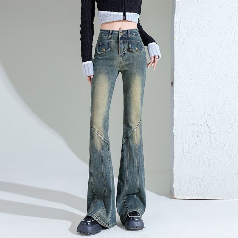 Women Fashion Vintage Gradient Jeans