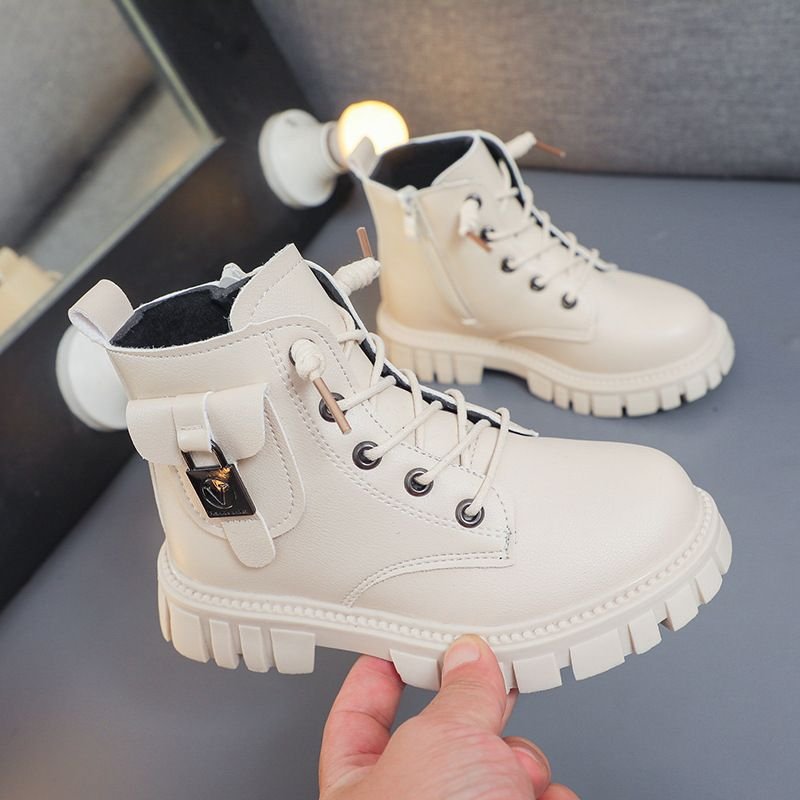 Kids Unisex Autumn Winter Fashion Casual Round-Toe Lace-Up Versatile Short Boots