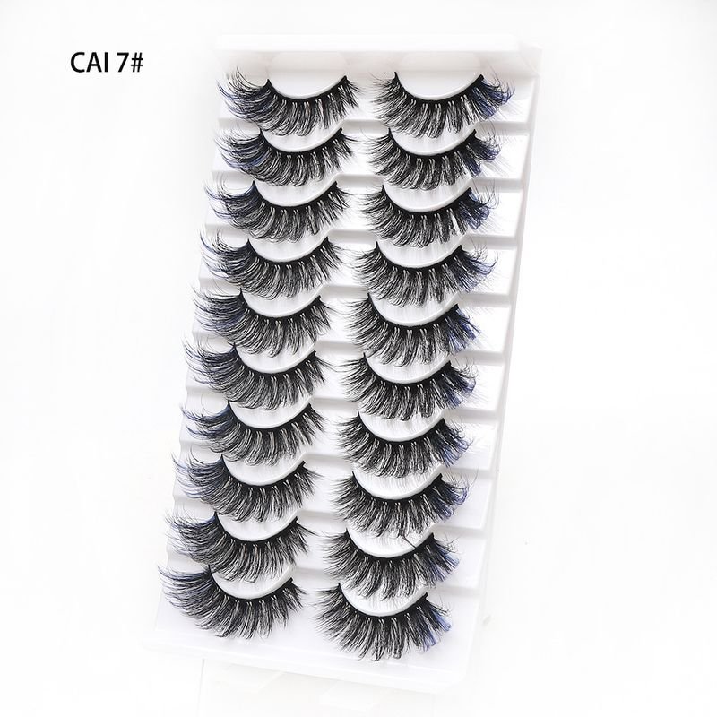 Women Fashion Thick Curly Multicolor False Eyelashes 10 Pair