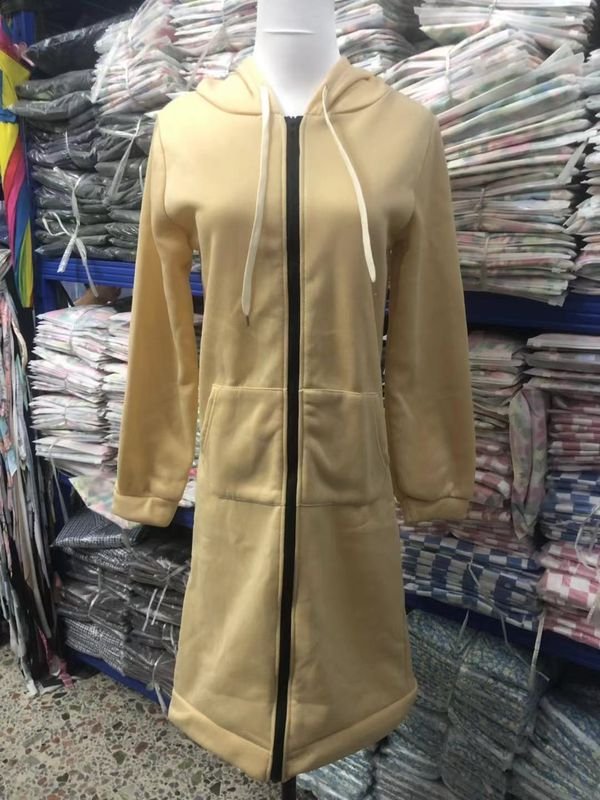 Autumn Winter Women Long-Sleeved Long Coat Pocket Hoodie Custom