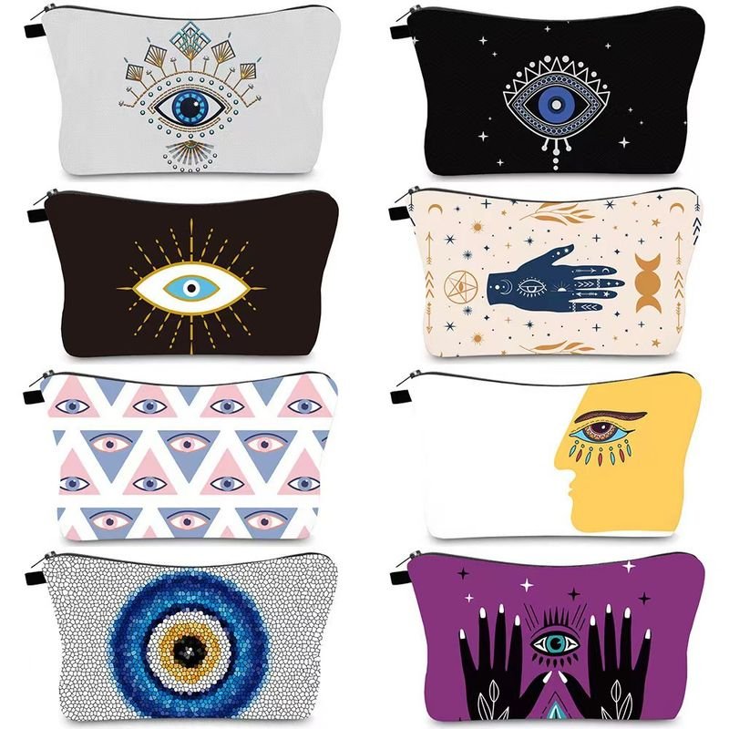 Women Simple Fashion Evil Eye Printing Portable Wash Cosmetic Bag