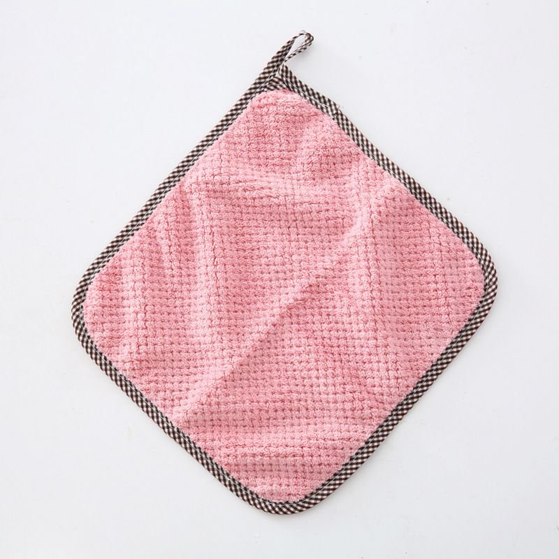 Fashion Solid Color Thickened Kitchen Household Coral Fleece Cleaning Dishcloth