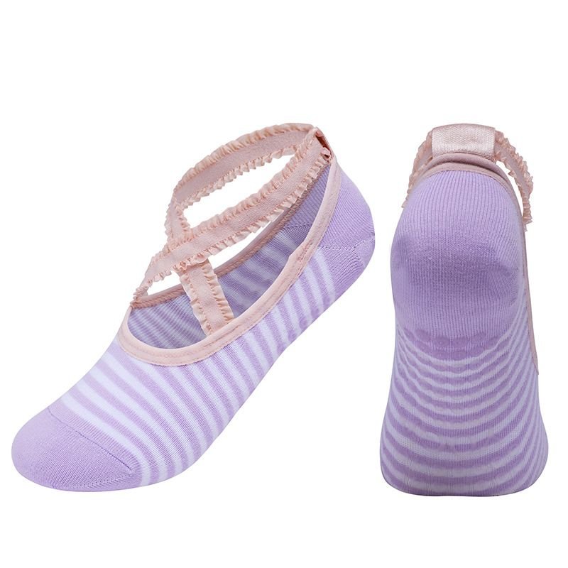 Simple Round Head Cross Strap Non-Slip Lace Yoga Socks