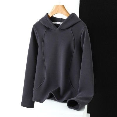 Women Winter Double-Sided Velvet Basic Fleece-Lined Thickened Long-Sleeved Hoodie Custom