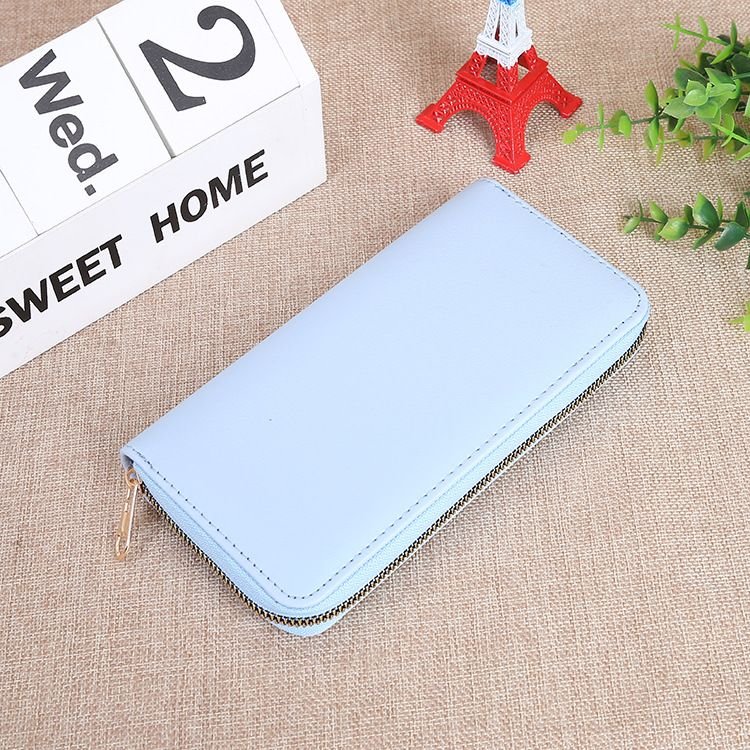 Women Fashion Solid Color Multi-Card Zipper Long Purses