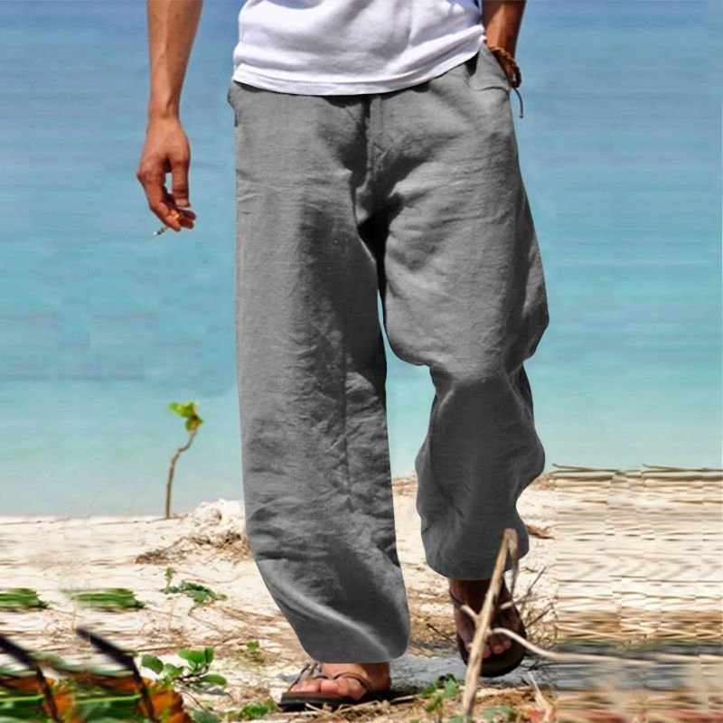 Men Fashion Casual Solid Color Plus Size Wide Leg Trousers