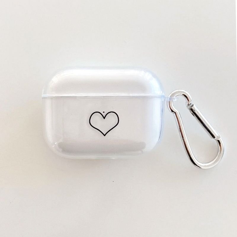 Women Simple Transparent Heart-Shaped Apple Bluetooth Headset Case