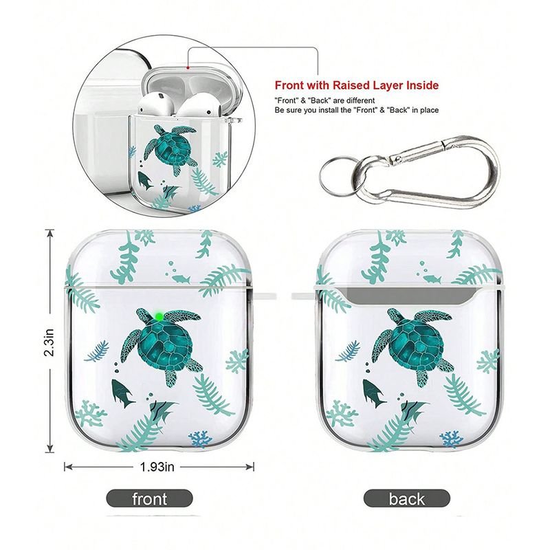 Simple Cute Transparent Turtle Apple Bluetooth Headset Anti-Drop Protective Shell