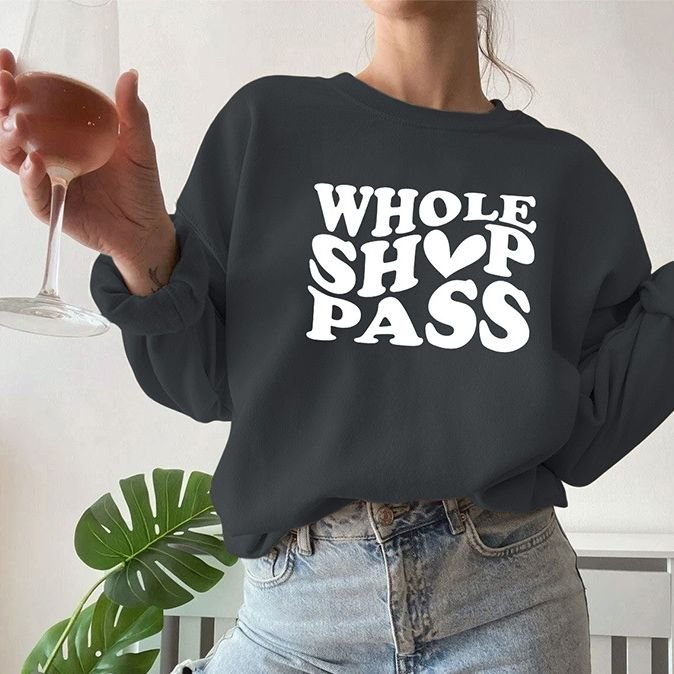 Women Fashion Casual Letter Print Crewneck Long Sleeve Sweatshirt