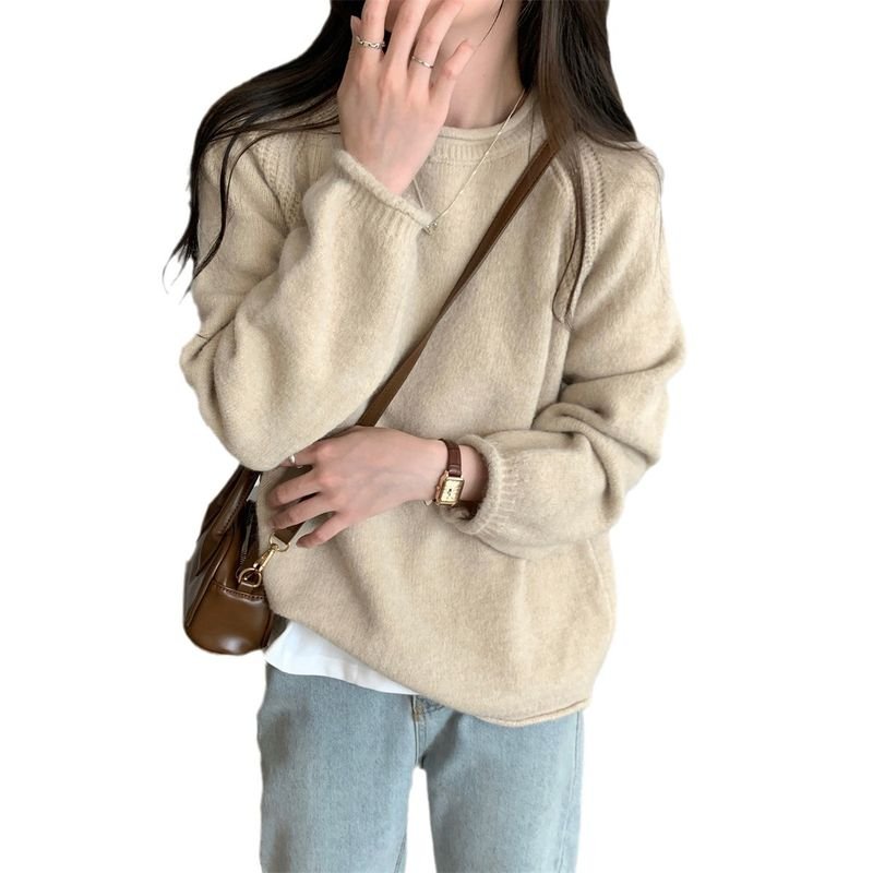 Autumn And Winter Soft Casual Style Pullover Knitwear Women Basic Solid Color Loose Sweater