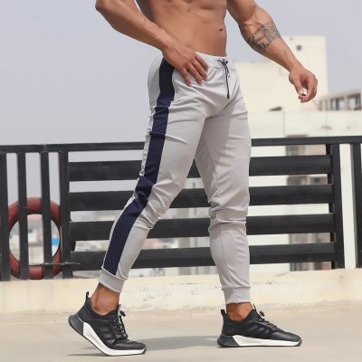 Men Fashion Casual Basic Color Matching Drawstring Waist Jogger Pants