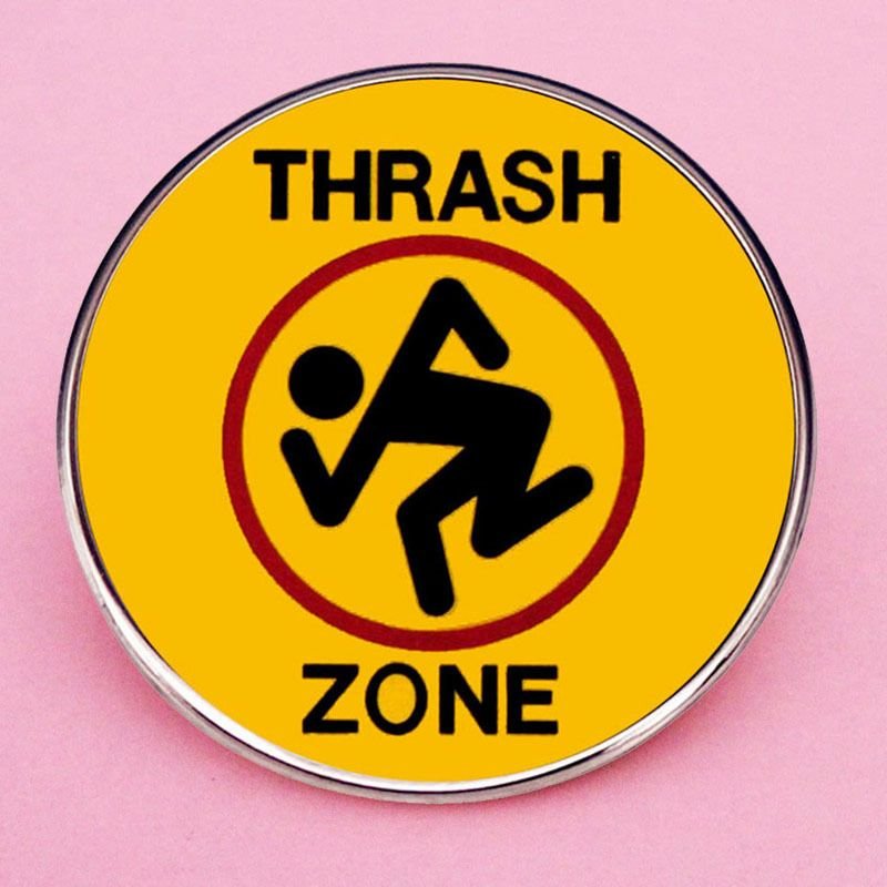 Women Fashion Creative Thrash Zone Logo Metal Brooch