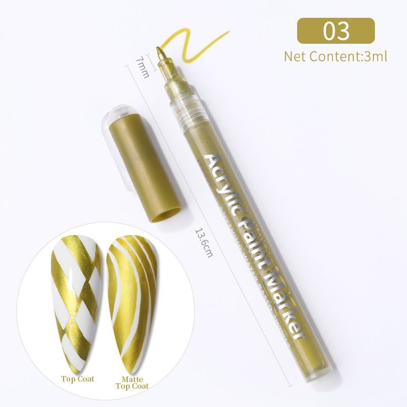 Nail Art Painting Pen Depicting Nail Point Flower Pen Hook Line Pen One-Step Glue Three-In-One Nail Polish Glue Pen Easy To Color