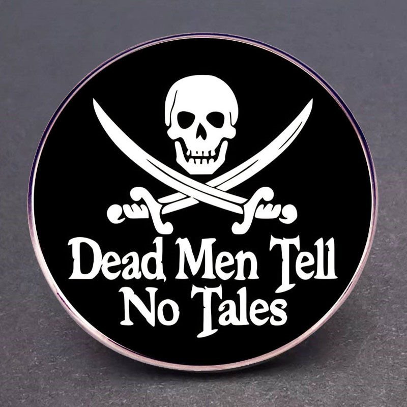 Women Fashion Dead Without Proof Skull Metal Alloy Brooch