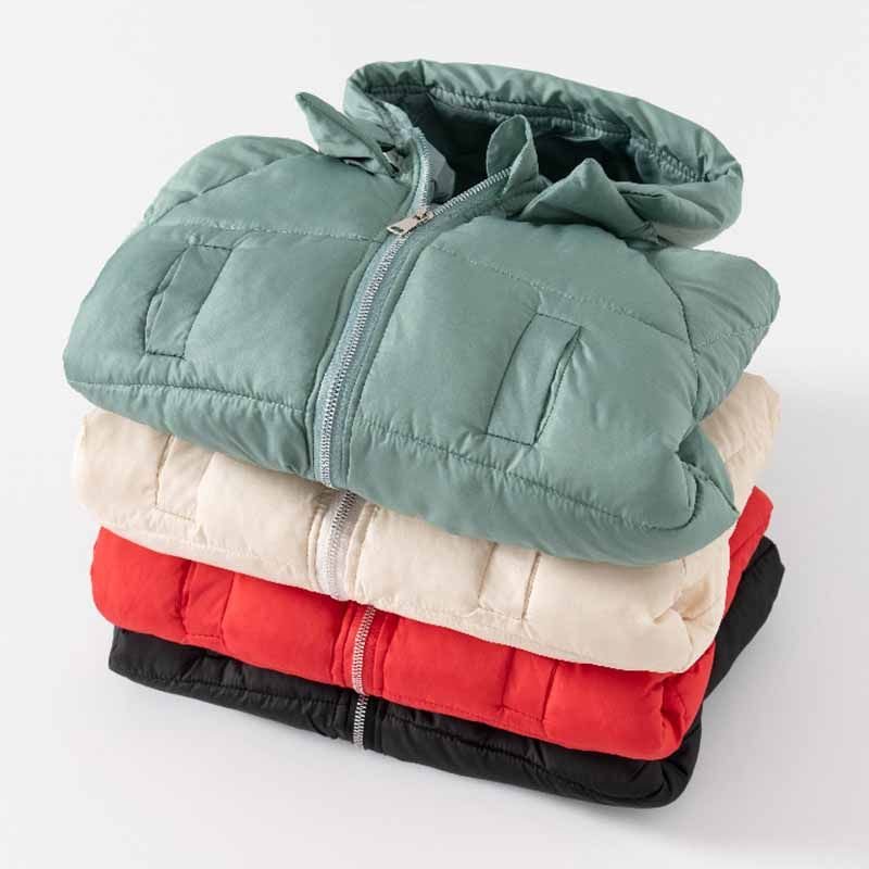 Kids Unisex Winter Casual Cute Solid Color Long Sleeve Hooded Padded Coat