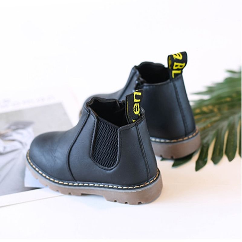 Kids Solid Color PU Boots