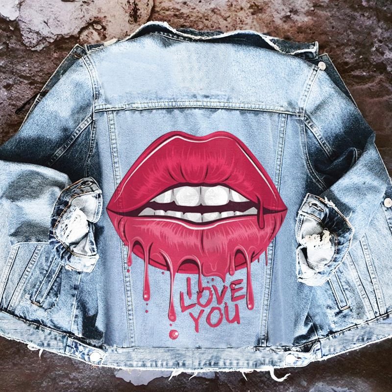 Women Casual Long Sleeves Graphic Printed Single-breasted Denim Jacket