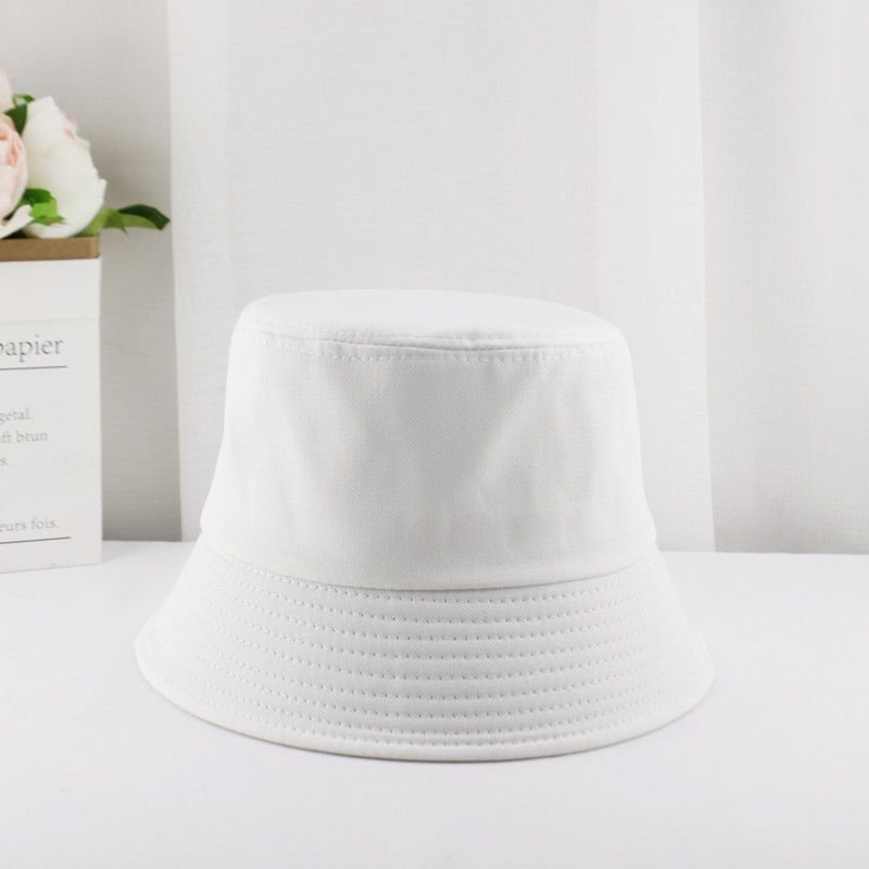 Unisex Cotton Custom Logo Double Needle Flat Top Sunscreen Bucket Hat