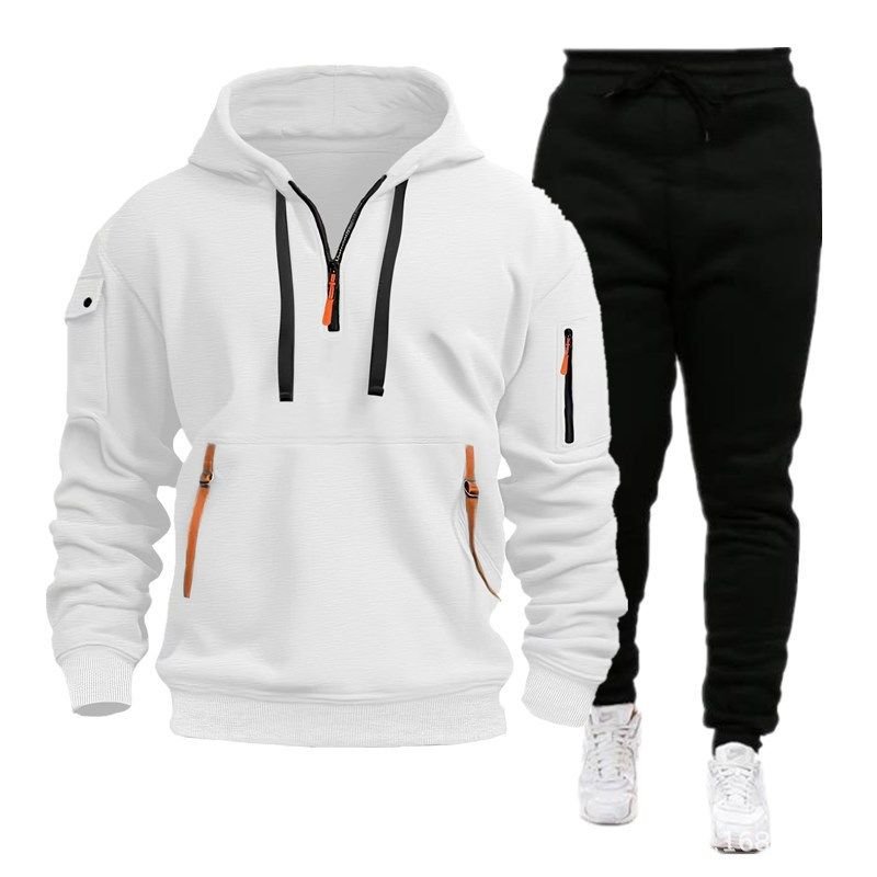 Men Spring Autumn Fashion Casual Sports Half Zipper Long Sleeve Hoodies Jogger Pants Sets