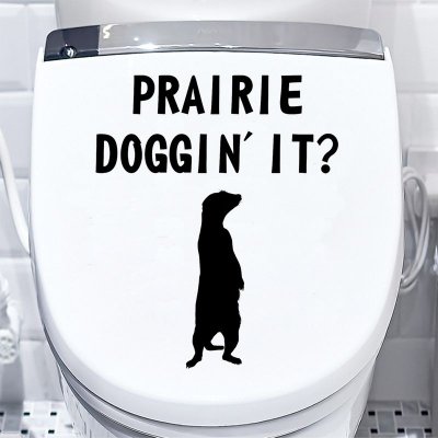 Simple Cartoon Creative Black Marmot English Letter PVC Toilet Sticker