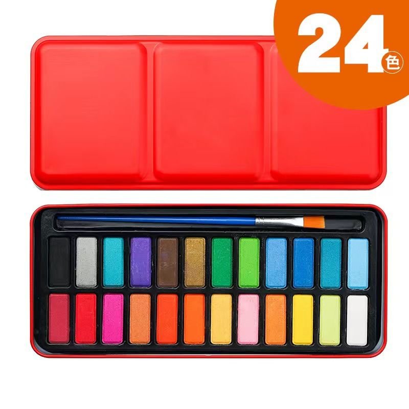 Beginners Painting Solid Gouache Paint Sketches Powder Cake Watercolor Pigment 12 Color 18 Color 24 Color Iron Box Washable Set