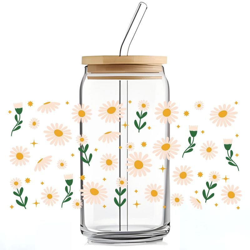 Simple Fashion Floral Butterfly Bee UV Transfer Transparent Glass Sticker