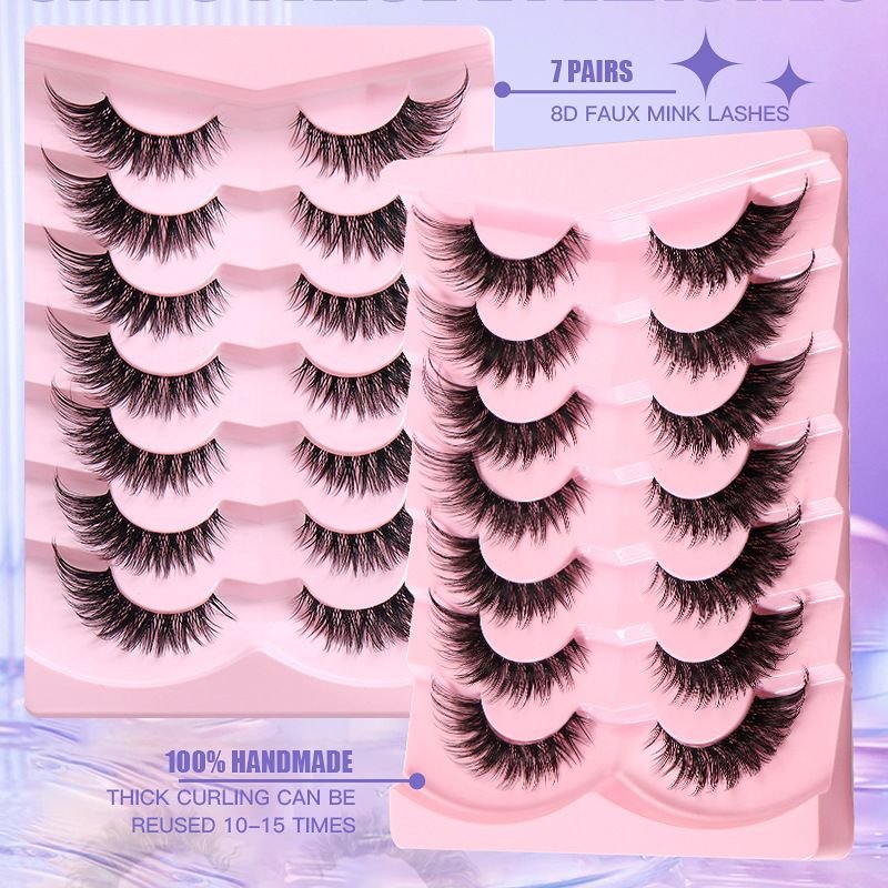 Women Simple Natural Thick Curly 7 Pairs Of False Eyelashes