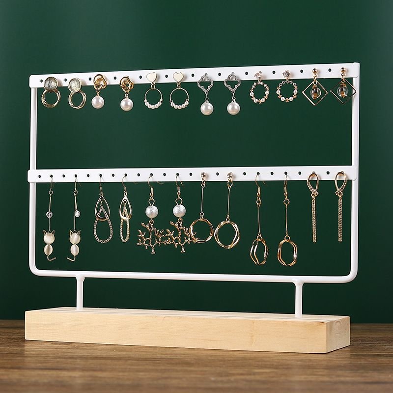 Solid Wooden Iron Earring Rack Storage Jewelry Display Rack