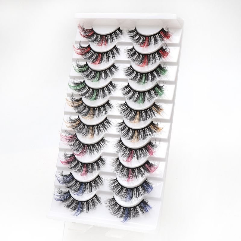 Women Fashion Thick Curly Multicolor False Eyelashes 10 Pair