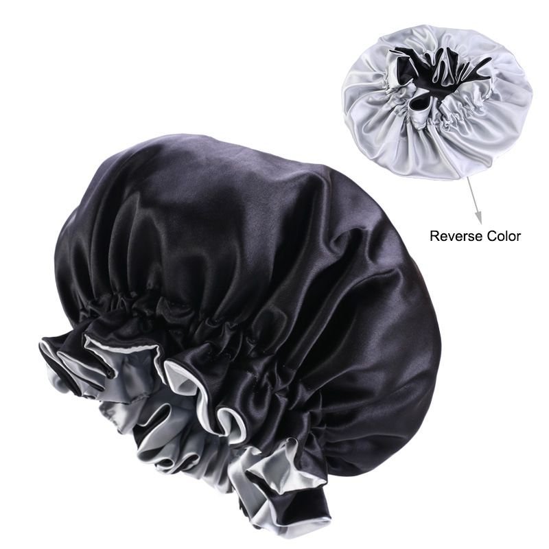 Double Layer Big Lace Solid Color Satin Bonnet