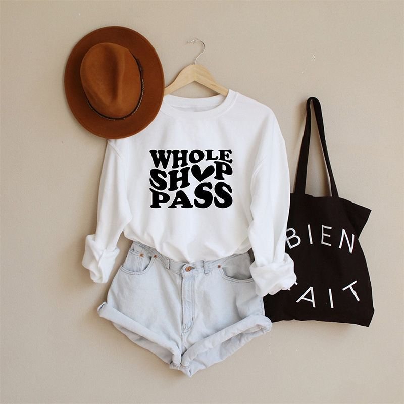 Women Fashion Casual Letter Print Crewneck Long Sleeve Sweatshirt