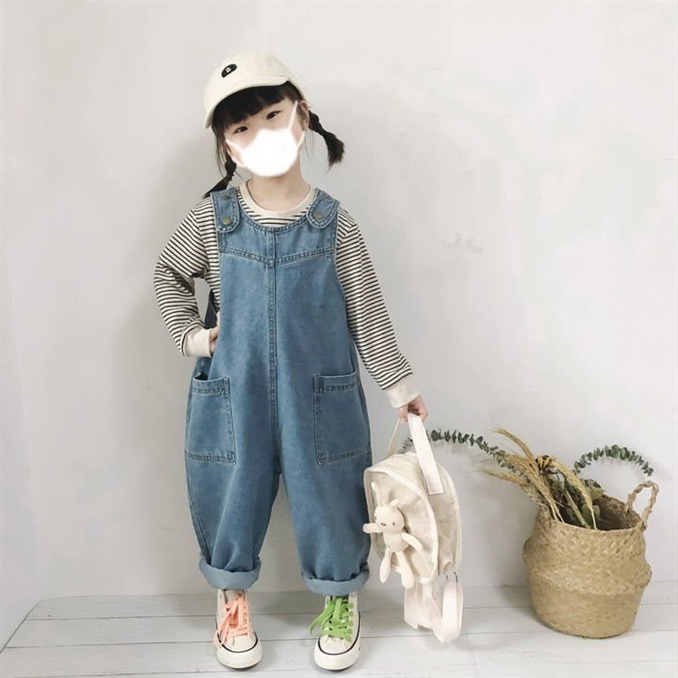 Kids Toddler Boys Girls Fashion Casual Suspender Jeans