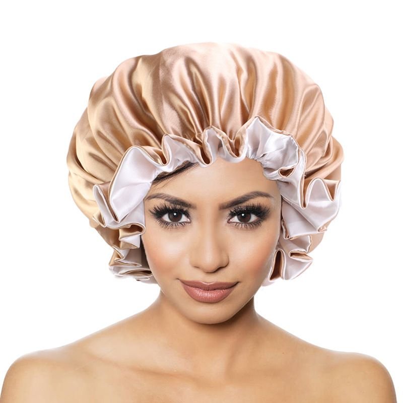 Double Layer Big Lace Solid Color Satin Bonnet