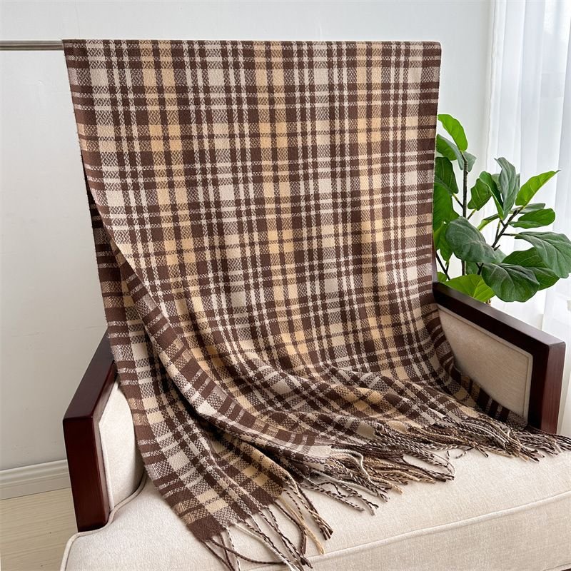 Autumn Winter Women Fashion Geometric Plaid Cashmere Warm Scarf