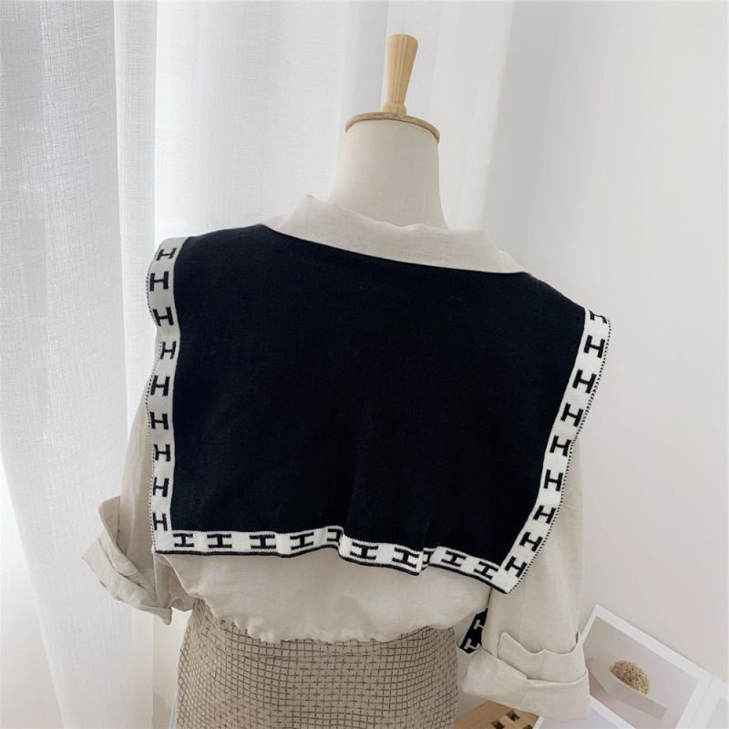 Women Fashion Knitted Wool Double-Sided Small Shawl False Collar