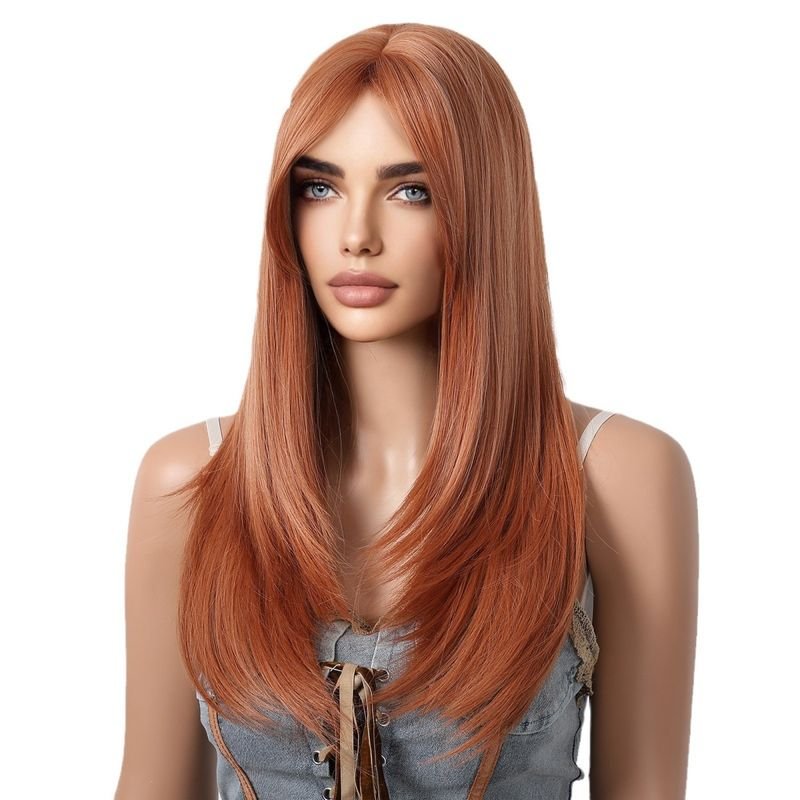 Women Fashion Orange Long Straight Wig